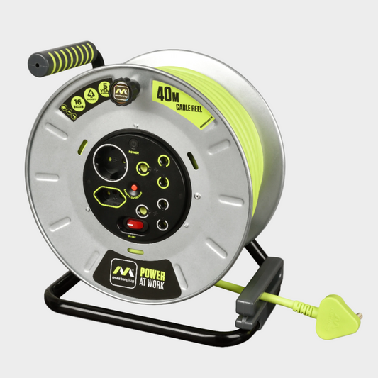 Masterplug Pro-XT 40m Heavy Duty Extension Cable Reel - 4 Socket With Switch