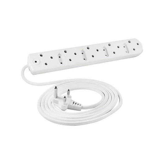 5 Way Low Cost Power Duct 16A + 3M PVC White Crabtree M/PLUG U/SW + O/L C2035/3P - Guards On Duty Shop & Security Guards