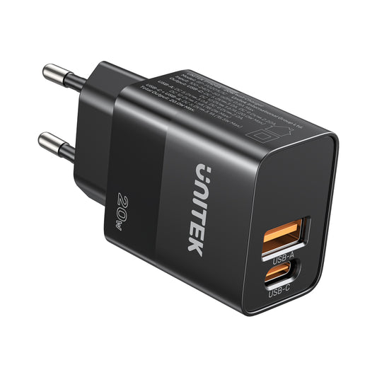 Unitek 20w 2port Wall Charger Blk(p1124abk01-eu) — Unitek | Guards on Duty Shop