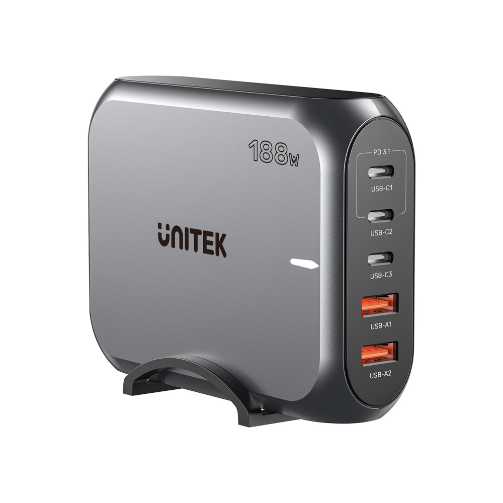 Unitek 188w Pd3.1 Gan Charger 5-port(p1234a) — Unitek | Guards on Duty Shop