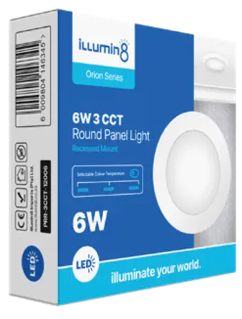 6W Rnd Recessed Pannel 3 Cct (2 Pack)