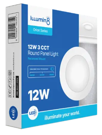 12W Rnd Recessed Pannel 3 Cct
