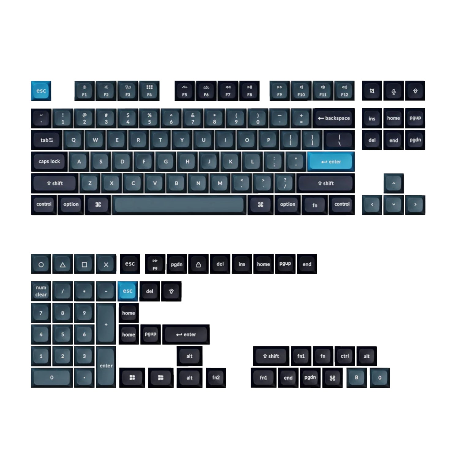 Keychron Double Shot KSA PBT Keycap Set - Dark Grey/Grey/Blue - Guards On Duty Shop & Security Guards