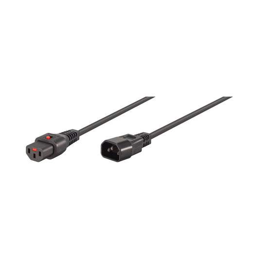 2m C13 F to C14 M Lockable Power Cable Black — Scolmore | Guards on Duty Shop