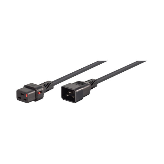 2m C19 F to C20 M Lockable Power Cable Black — Scolmore | Guards on Duty Shop