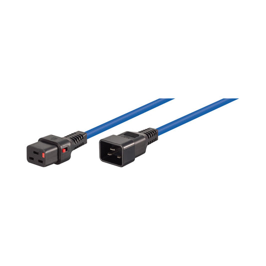 2m C19 F to C20 M Lockable Power Cable Blue — Scolmore | Guards on Duty Shop