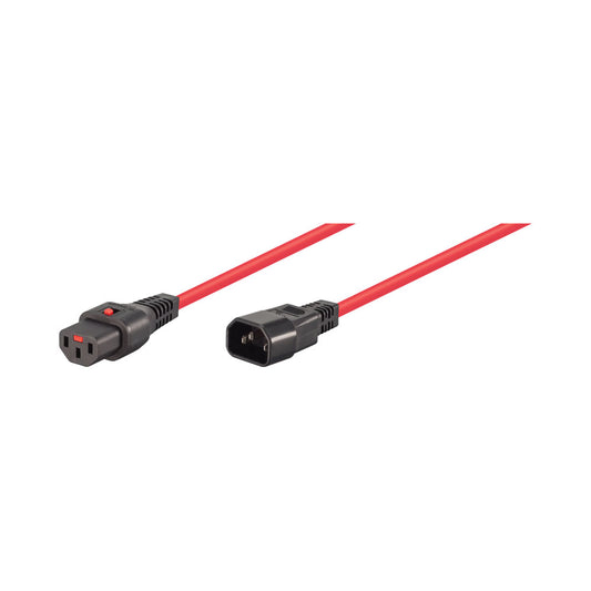 2m C13 F to C14 M Lockable Power Cable Red — Scolmore | Guards on Duty Shop