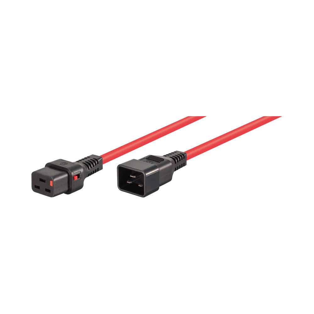 2m C19 F to C20 M Lockable Power Cable Red — Scolmore | Guards on Duty Shop