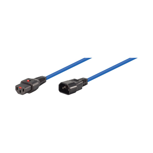2m C13 F to C14 M Lockable Power Cable Blue — Scolmore | Guards on Duty Shop