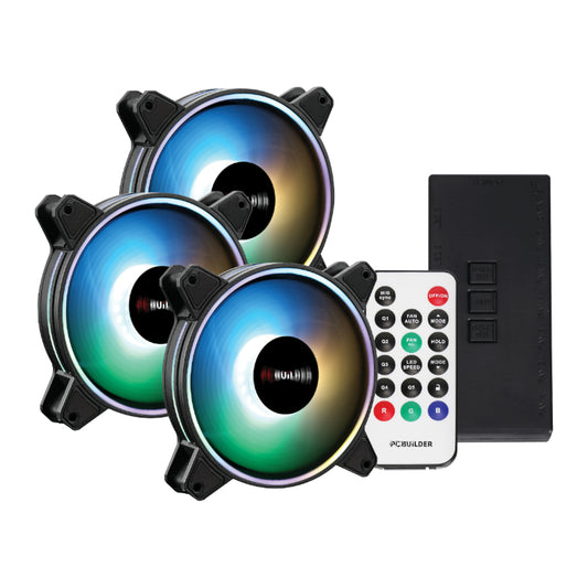 PCBuilder Tempest Chill Fan Kit 3x120MM Dual Glow ARGB Fan + Controller + RF Remote - Guards On Duty Shop & Security Guards