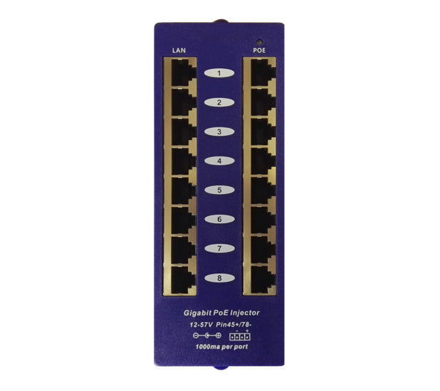 8-Port Gigabit Passive PoE Injector