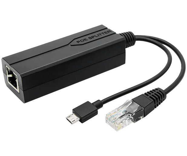 PoE Splitter – 802.3af/at to 5V/2.4A Micro-USB & Ethernet