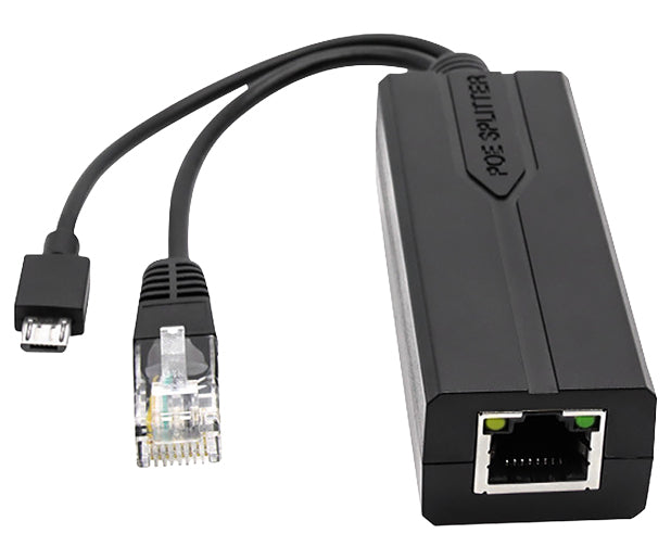 PoE Splitter – 802.3af/at to 5V/2.4A Micro-USB & Ethernet