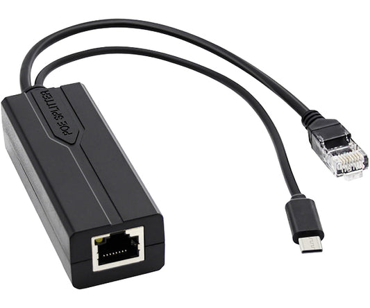 PoE Splitter – 802.3af/at to 5V/2.4A Type-C & Ethernet