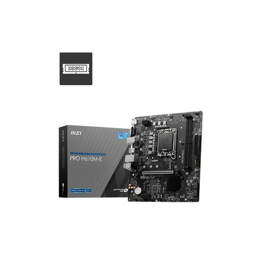 MSI PRO H610M-E DDR5 - H610M-E PRO DDR5, 14th/ 13th/ 12th Gen Processors, LGA 1700, 2x DDR5 5600 MHz, 1x HDMI, 1x VGA, 1x P