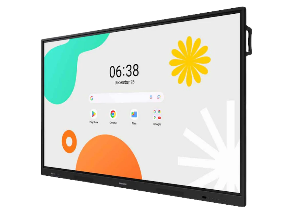 Samsung 65" Android Interactive Display  Android 14 EDLA Certified  Resolution: 3840 x 2160  UHD  400nit Brightness  Build in Speakers  HDMI out  40 PTS touch  Wi-Fi & BT  7 YEAR WARRANTY