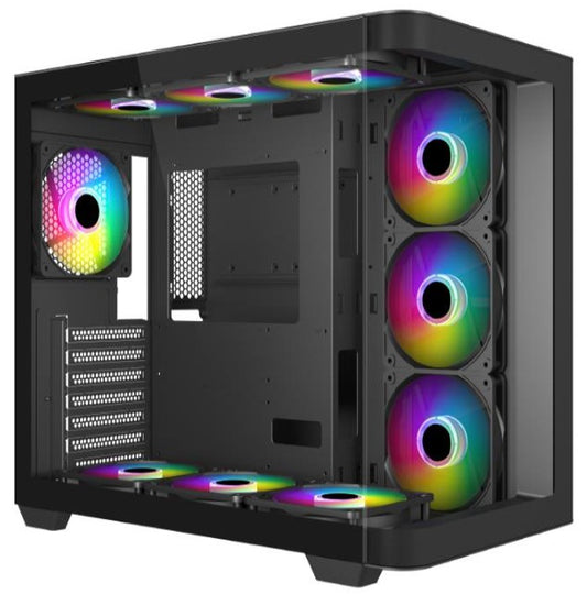 MECER Graphite Curved Gaming ATX Case W/3 +1 ARGB Fan (PSU Excluded).