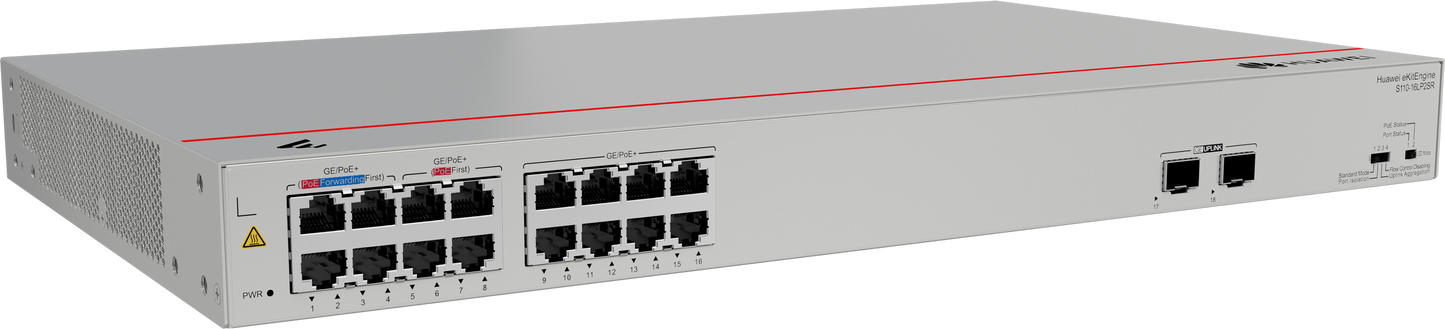 S110-16LP2SR 16*10/100/1000BASE-T ports 2*GE SFP ports PoE+ AC power