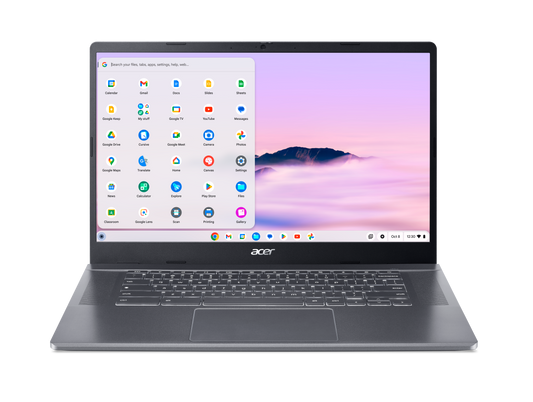 Acer Chromebook Plus 515 15.6" FHD IPS SlimBezel Touch LCD Intel Core 5 processor 120U 16GB LPDDR5X 256GB PCIe NVMe SSD WIFI6E+BT FPR FHD USB Camera 53Wh Li-ion battery 65W Type C adapter Google Chrome OS 3 Year Onsite Warranty CBE595-2T-TCO-55QW