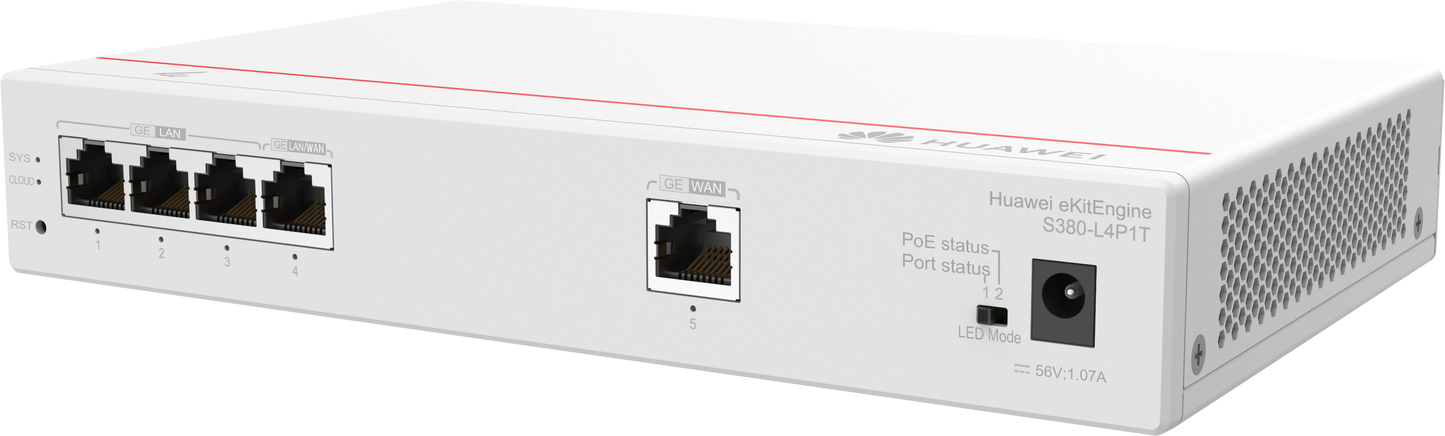 S380 L4P1T 1*GE WAN 4*GE LAN(PoE+ 50W) up to 150 users forwarding performance 2Gbps