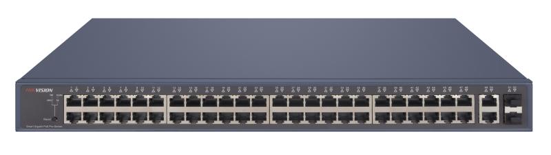 Hikvision L2  Smart Managed  48 Gigabit PoE ports  2 Gigabit RJ45  2 Gigabit SFP uplink ports  802.3af/at  PoE power budget 470W  max. - Guards On Duty Shop & Security Guards