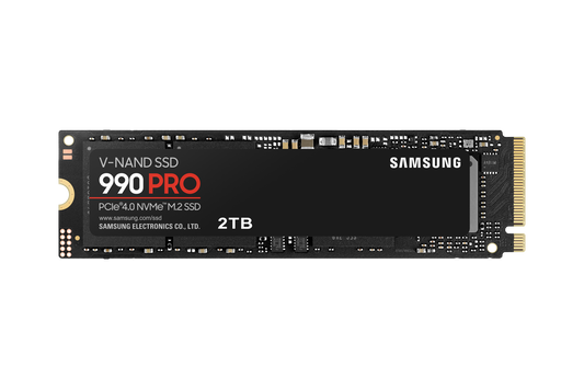 SAMSUNG 990 PRO 2 TB NVME SSD - READ SPEED UP TO 7450 MB/S  WRITE SPEED TO UP 6900 MB/S  RANDOM READ UP TO 1400000 IOPS  RANDOM WRITE UP TO 1550000 IOPS/PCIE 4.0 X4  NVME 2.0/ V-NAND 3BIT MLC/ IN-HOUSE CONTROLLER/ 2GB LOW POWER DDR4  1200TBW
