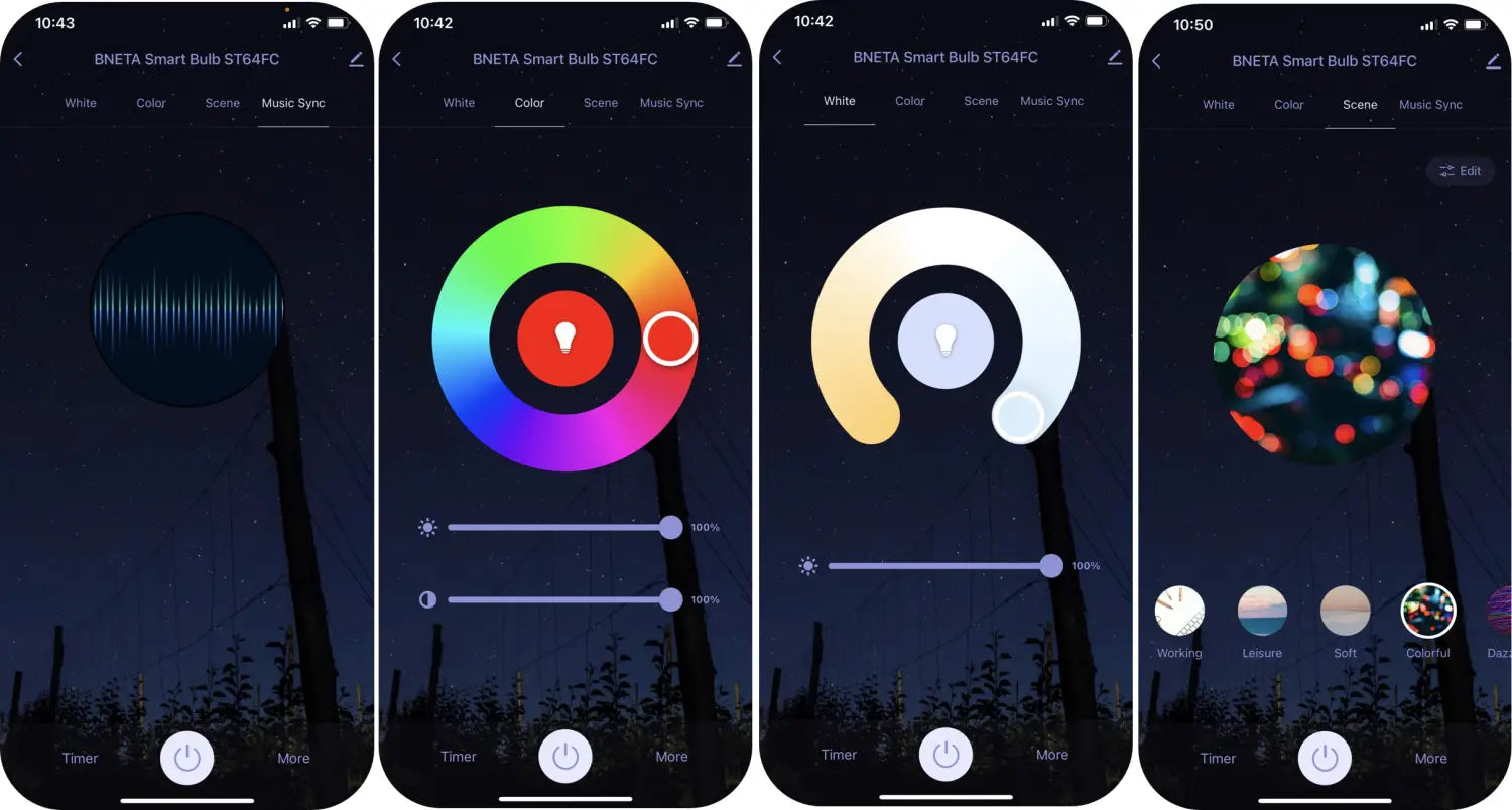 BNETA IoT Smart Filament WiFi Colour + Warm/Cool White LED Bulb (ST64C E27)