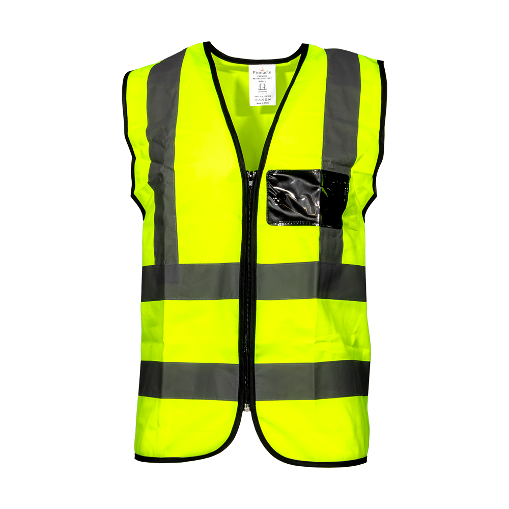 Pinnacle Premium Reflective Vest with Zip & ID Lime (S – 3XL) (Pack of 5)