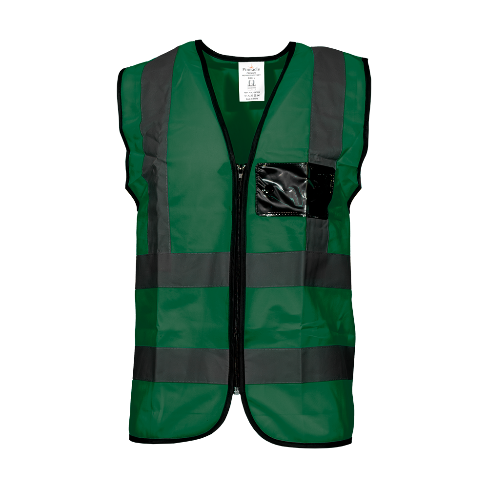 Pinnacle Premium Reflective Vest with Zip & ID Olive Green (S – 3XL) (Pack of 5)