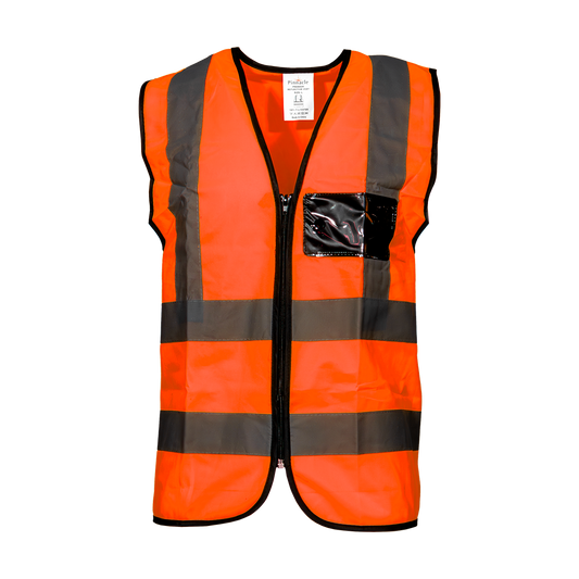 Pinnacle Premium Reflective Vest with Zip & ID Orange (S – 3XL) (Pack of 5)