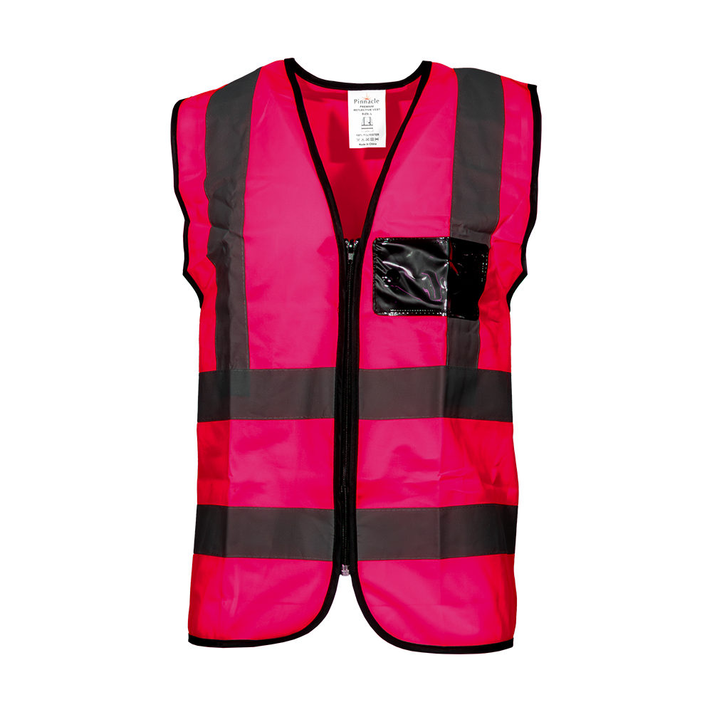 Pinnacle Premium Reflective Vest with Zip & ID Pink (S – 3XL) (Pack of 5)