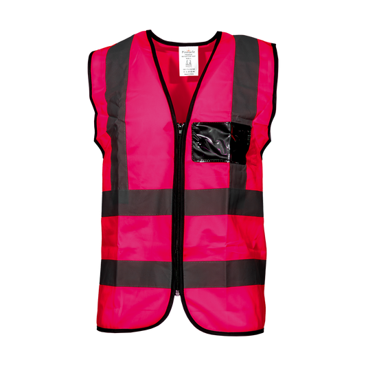 Pinnacle Premium Reflective Vest with Zip & ID Pink (S – 3XL) (Pack of 5)