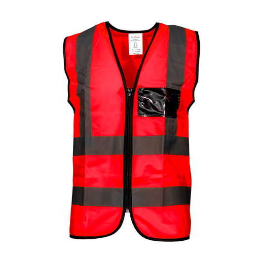 Pinnacle Premium Reflective Vest with Zip & ID Red (S – 3XL) (Pack of 5)
