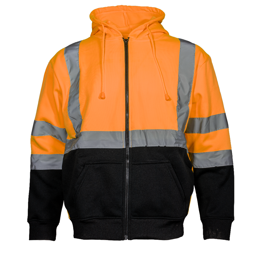 Pinnacle Orange/Black Pro Fleece Jacket with Hood (S – 2XL)