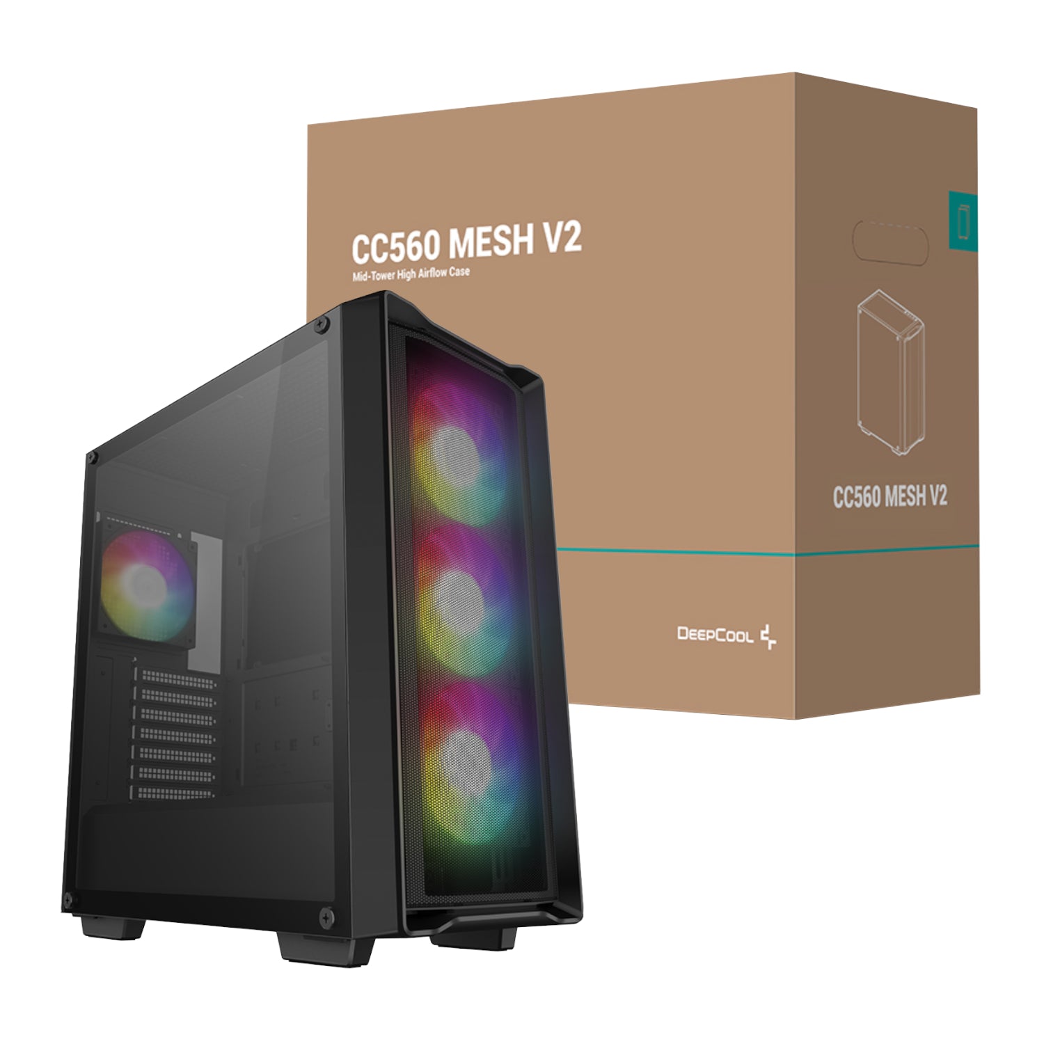 DeepCool CC560 MESH V2 ATX Mid Tower Airflow Gaming Chassis – Black - Guards On Duty Shop & Security Guards