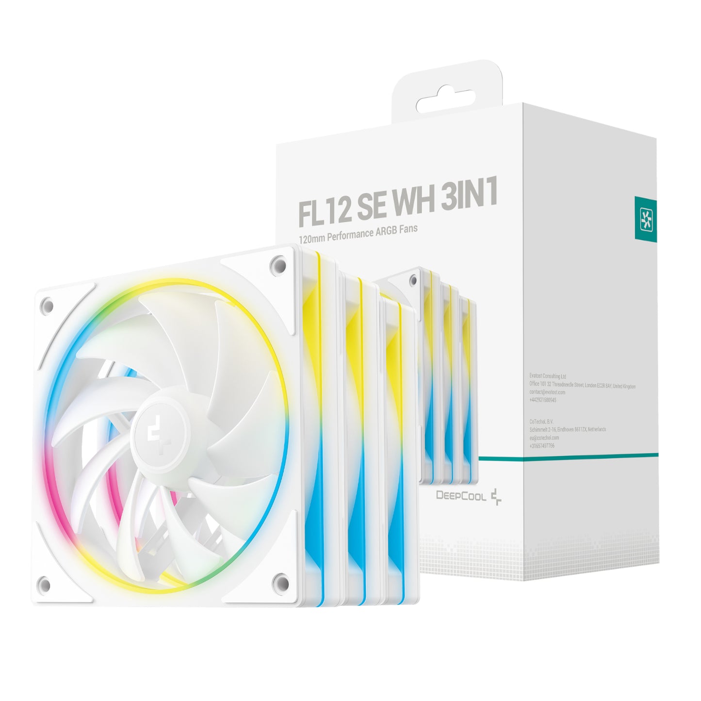 DeepCool FL12 SE 3-in-1 ARGB 120mm Fan 3 Pack - White - Guards On Duty Shop & Security Guards