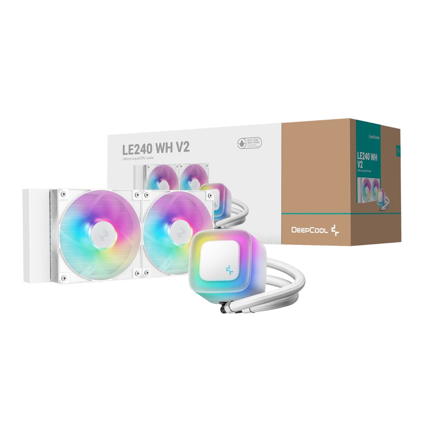 DeepCool LE240 V2 240mm ARGB AIO CPU Liquid Cooler - White - Guards On Duty Shop & Security Guards