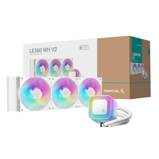 DeepCool LE360 V2 ARGB 360mm AIO Liquid Cooler - White - Guards On Duty Shop & Security Guards