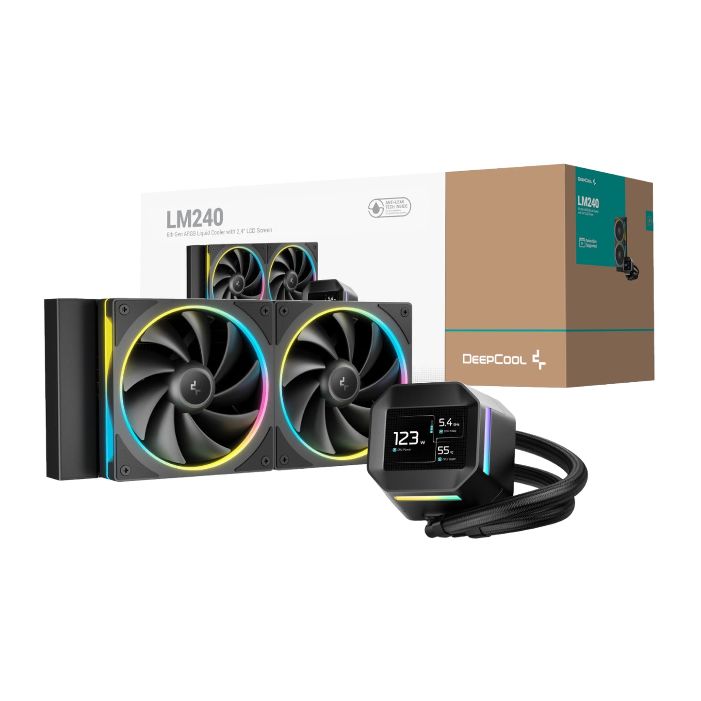 DeepCool LM240 ARGB 240mm AiO CPU Liquid Cooler - Black - Guards On Duty Shop & Security Guards
