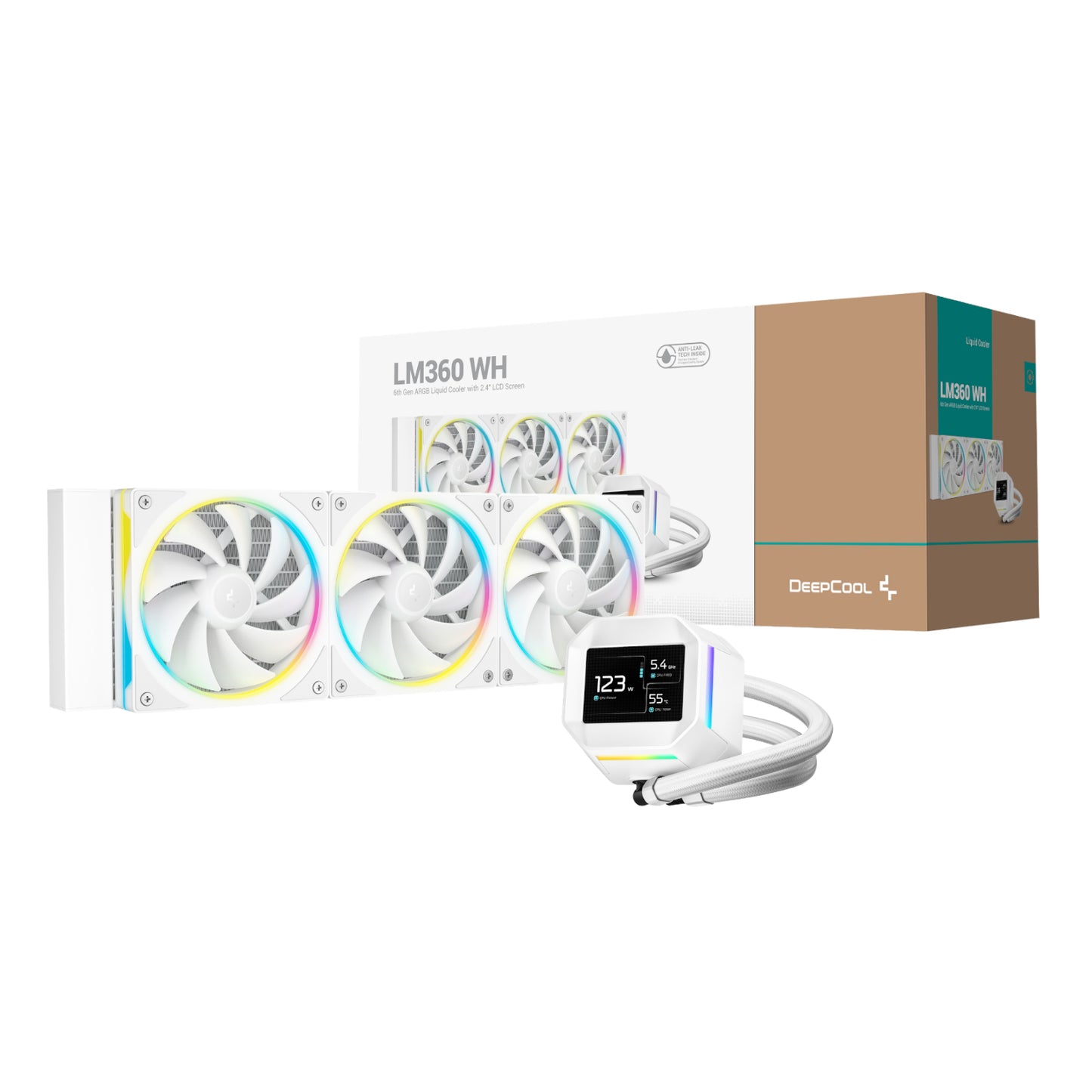 DeepCool LM360 ARGB 360mm AIO CPU Liquid Cooler - White - Guards On Duty Shop & Security Guards