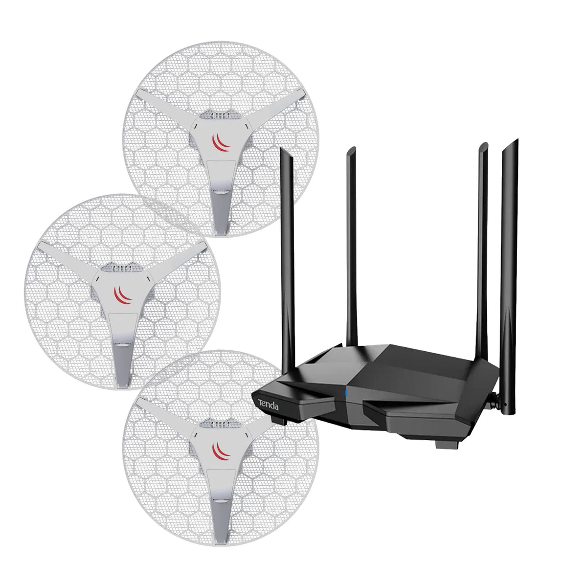MikroTik 3-Pack LHG 5 (3 PACK) & Tenda AC10 Router (x3) Bundle