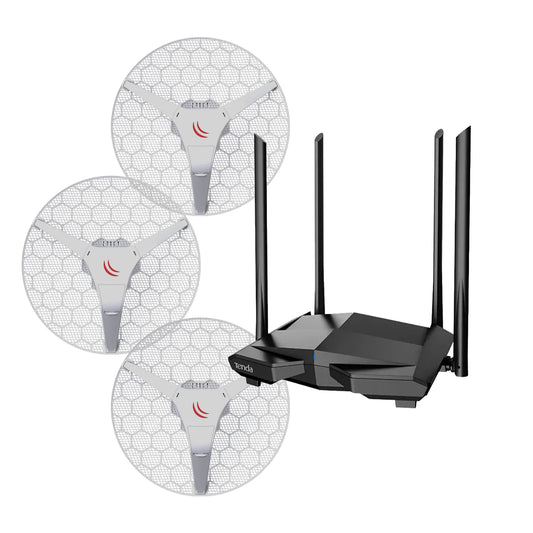 MikroTik 3-Pack LHG 5 (3 PACK) & Tenda AC10 Router (x3) Bundle