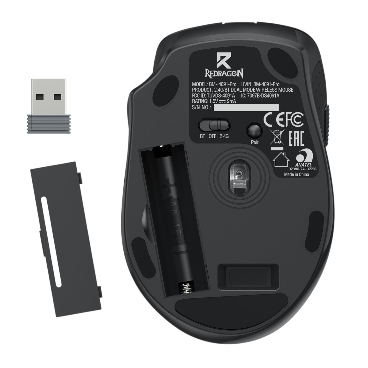 Redragon BM-4091 PRO 26000 DPI Dual Mode Wireless Gaming Mouse - Black