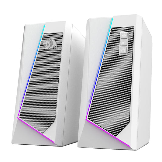Redragon GS20W ANVIL 3W 2.0 RGB Stereo Desktop PC Speakers - White - Guards On Duty Shop & Security Guards