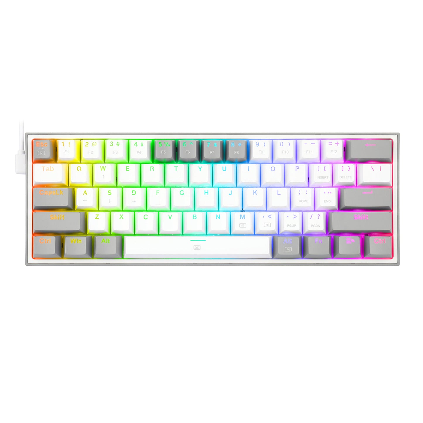 Redragon K617 FIZZ 60% Wired RGB Gaming Keyboard - White/Grey - Guards On Duty Shop & Security Guards