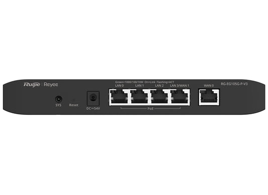 Reyee 5 Port Gigabit 2 WAN 4 PoE 54W 100 User Cloud Router - Guards On Duty Shop & Security Guards