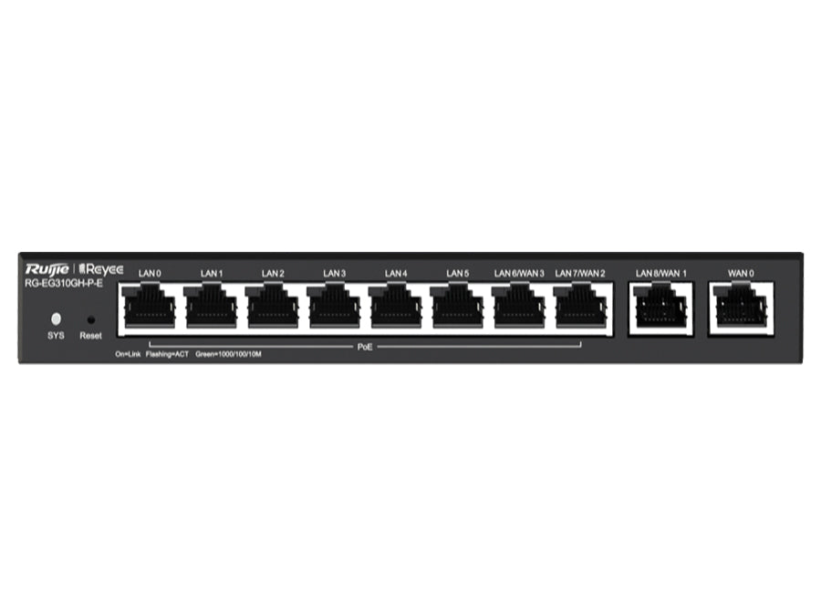Reyee 10 Port Gigabit 4 WAN 8 PoE 110W 300 User Cloud Router - Guards On Duty Shop & Security Guards