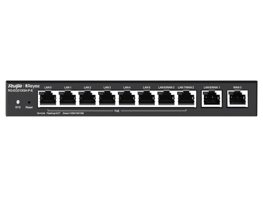 Reyee 10 Port Gigabit 4 WAN 8 PoE 110W 300 User Cloud Router - Guards On Duty Shop & Security Guards