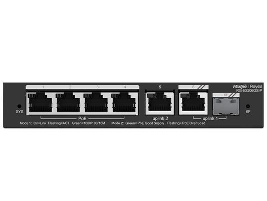 Reyee 6 Port Gigabit with 4 PoE 54W 1SFP Combo Port Smart Managed Switch - Guards On Duty Shop & Security Guards