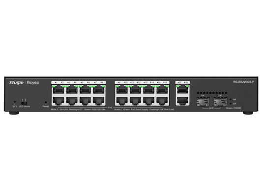Reyee 18 Port Gigabit with 16 PoE 250W 2SFP Smart Managed Switch - Guards On Duty Shop & Security Guards